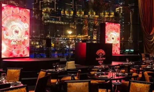 Exotic ambiance with a sophisticated edge, perfect for an evening out.