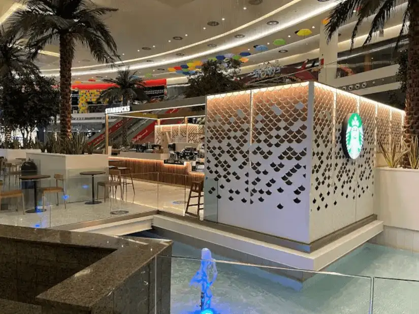 cafe and seating area in the mall