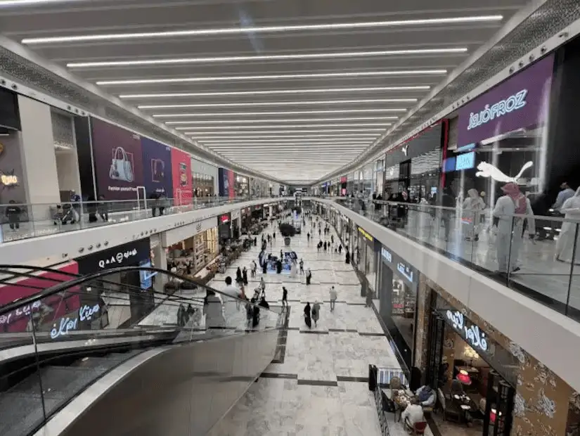 interior of the mall with shoppers strolling