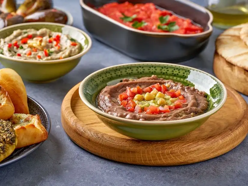 authentic arabic breakfast with foul medames