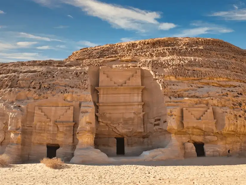 Well-preserved Nabatean tombs at AlUla’s archaeological site.