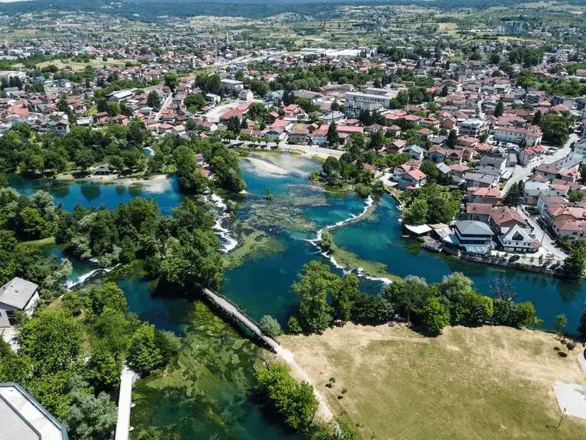 A view of Bihac city with its vibrant waterways.