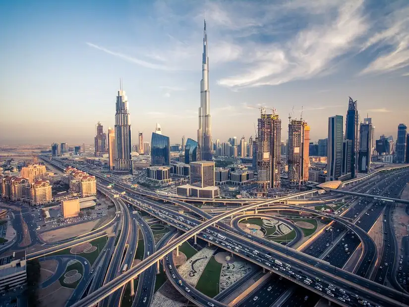Aerial shot of Dubai skyline