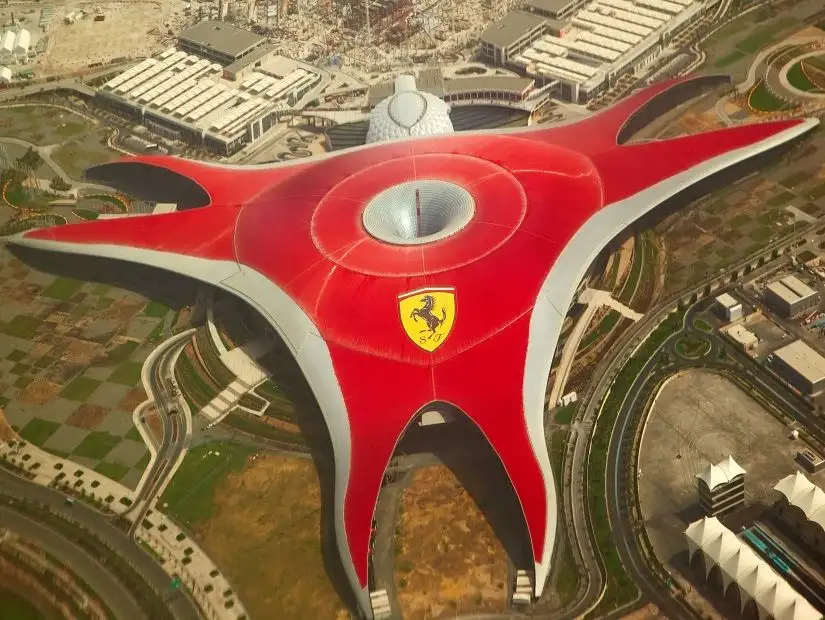 Aerial shot of the Ferrari World 