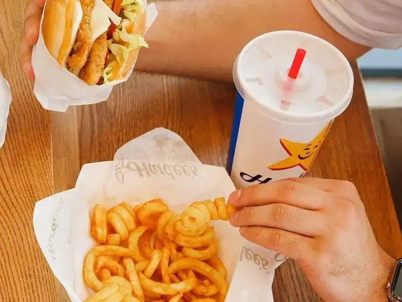 fries and burger at hardee's