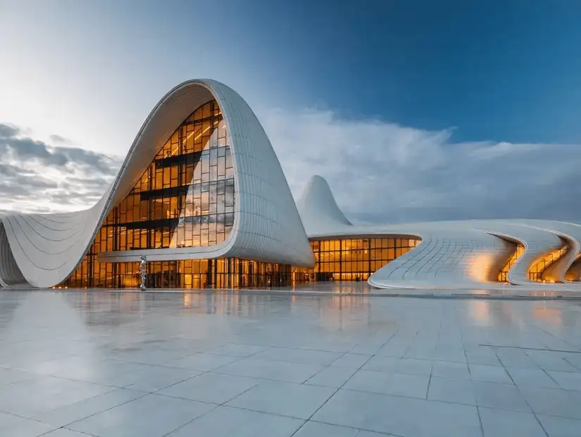 The Heydar Aliyev Cultural Center with its flowing, modern design.