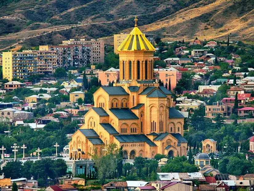 View of the Holy Trinity Cathedral (Sameba) in Tbilisi, Georgia