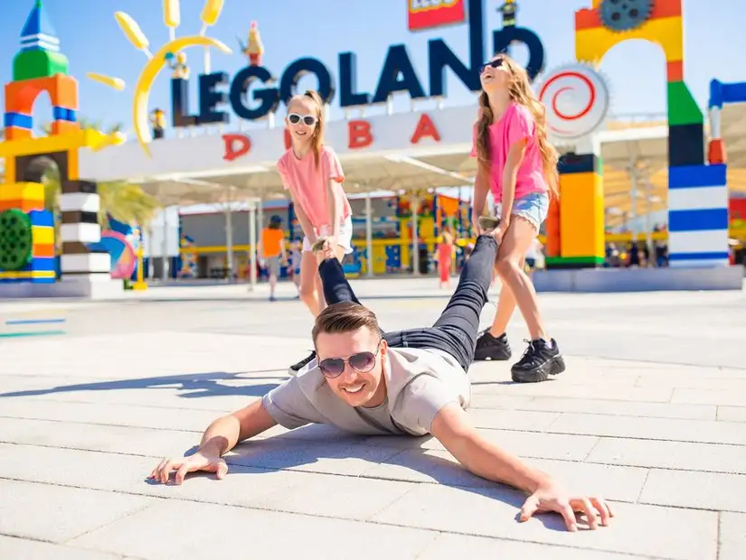 Family fun at LEGOLAND with vibrant, playful Lego structures.