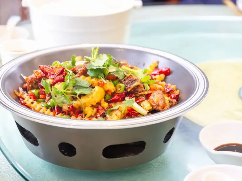 Spicy stir-fried dish with fresh herbs