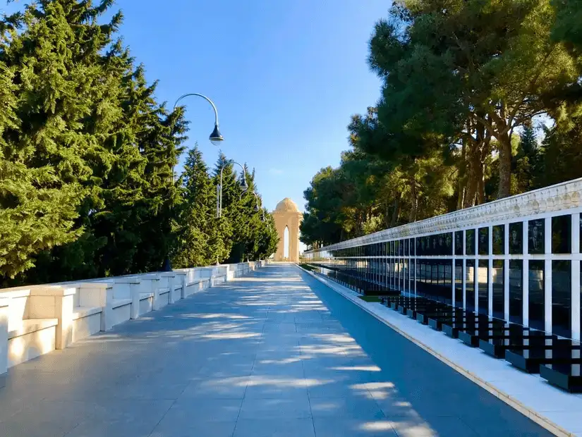 A solemn walkway at the Martyrs' Quarter.