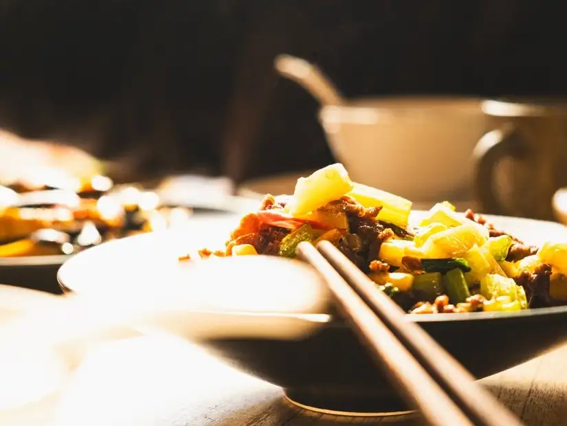 A bowl of stir-fried vegetables