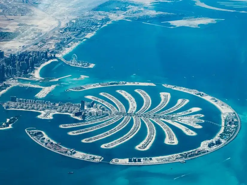 Aerial shot of the Palm Jumeirah, Dubai