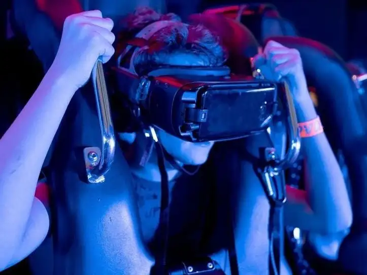 Person on a VR roller coaster.