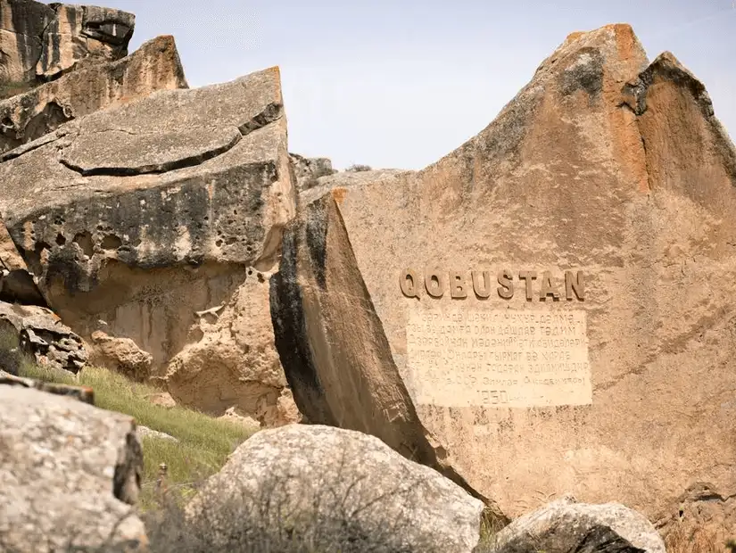 Ancient rock carvings at the Gobustan National Park.