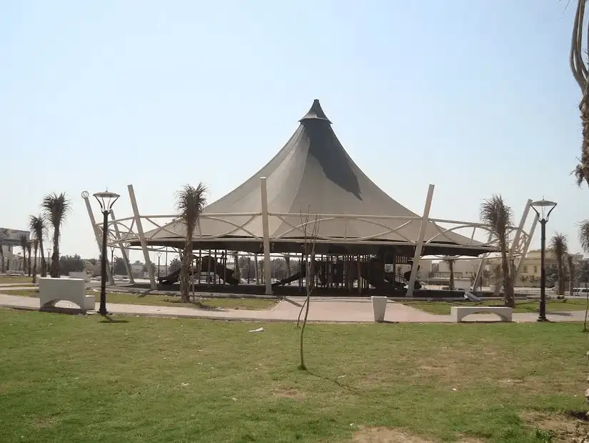 Large tent-like pavilion offering a covered outdoor space for gatherings in Tahlia Park.