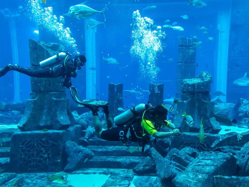 Underwater exploration at Atlantis.