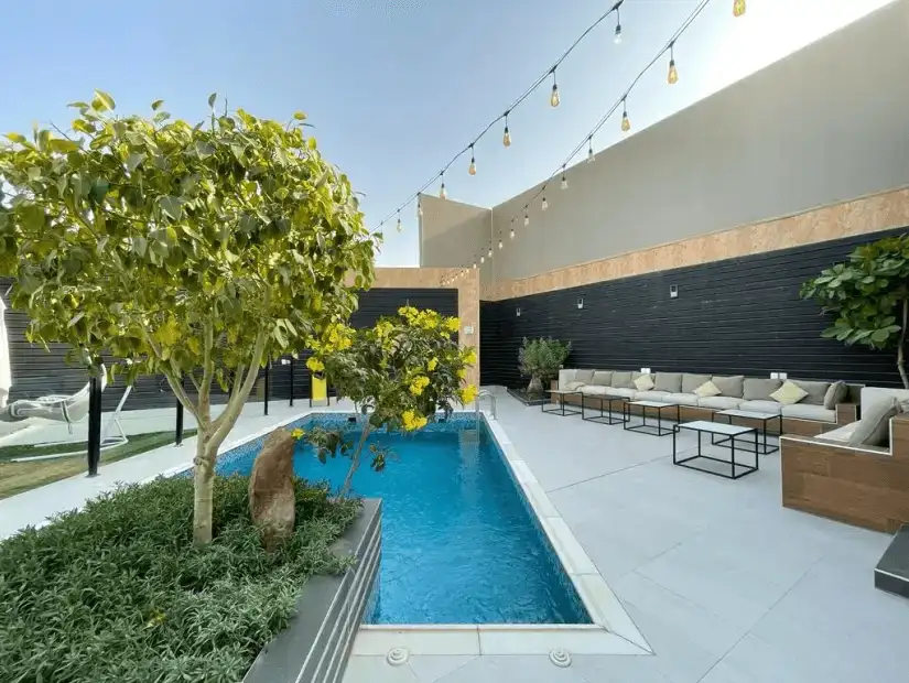 Private villa with a swimming pool and serene ambiance.