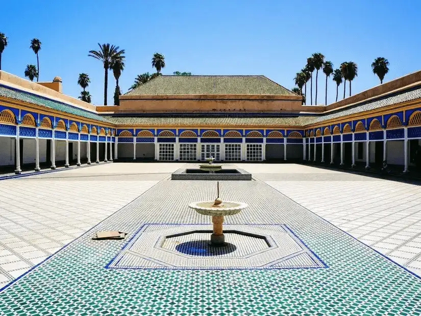 The ornate Bahia Palace, showcasing intricate Moroccan craftsmanship and beautiful gardens.