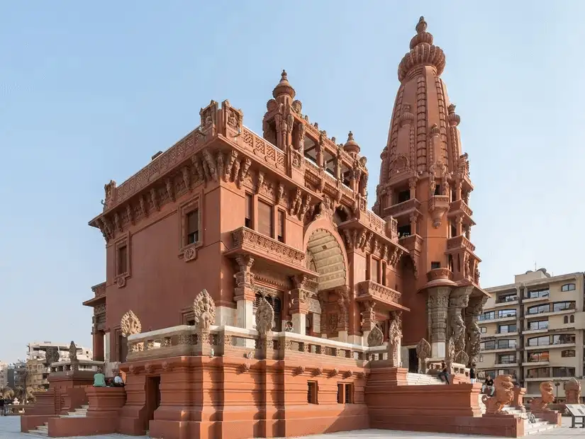 The majestic Baron Empain Palace, an architectural marvel blending Indian and European styles in Cairo.