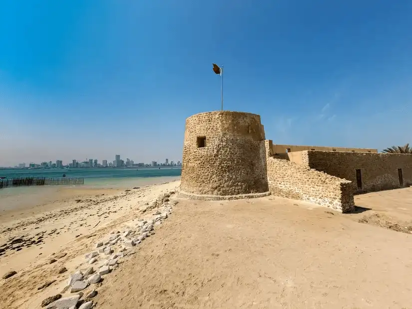 The historic Bohammer Castle overlooking the sea, a reminder of Bahrain’s past.