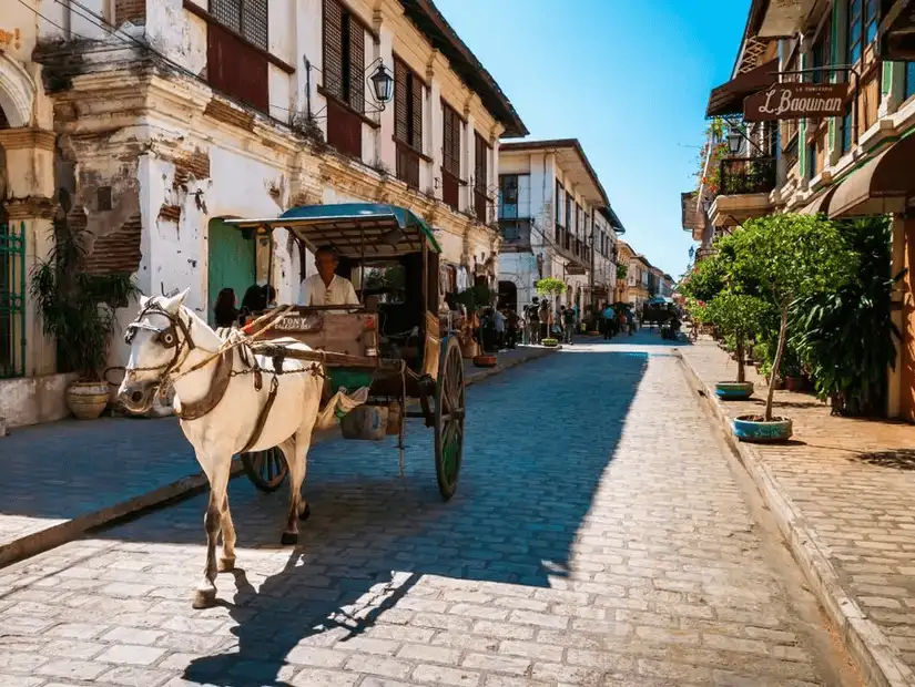 Horse-drawn carriage on Vigan’s Calle Crisologo.