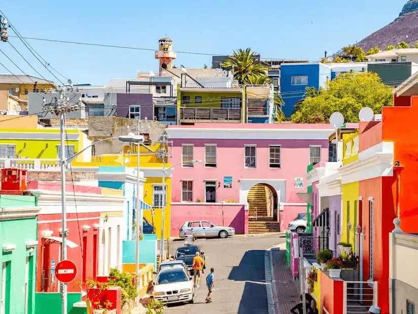 The colorful and iconic streets of Bo-Kaap, Cape Town’s historic neighborhood.