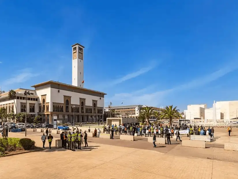 The iconic lighthouse on the rocky coast of Casablanca.