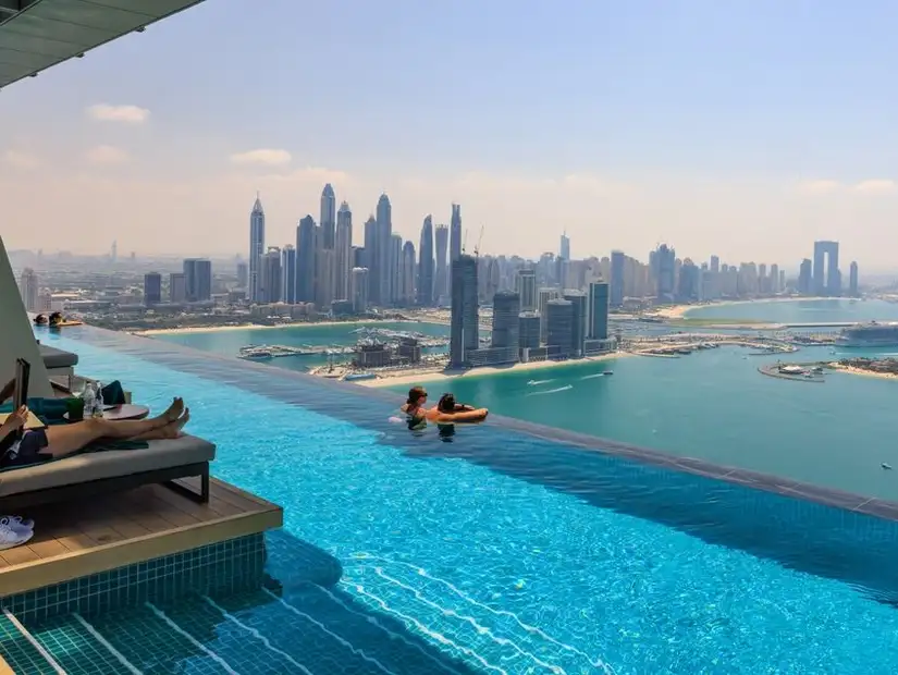 An unforgettable poolside experience at Ce La Vi Address Sky View, showcasing Dubai’s impressive skyline.