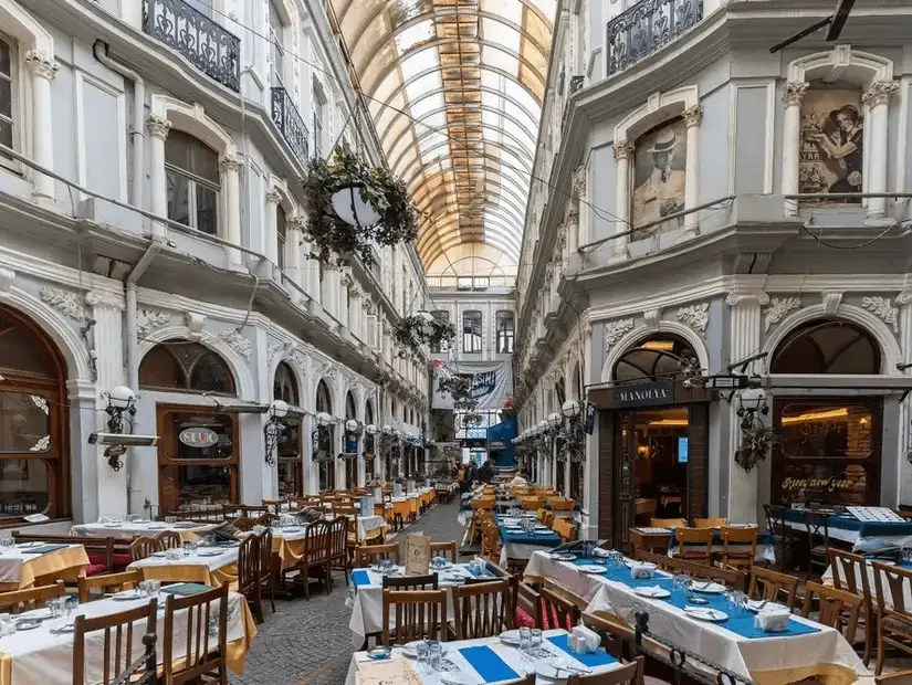 Çiçek Pasajı is filled with restaurants and historic charm.