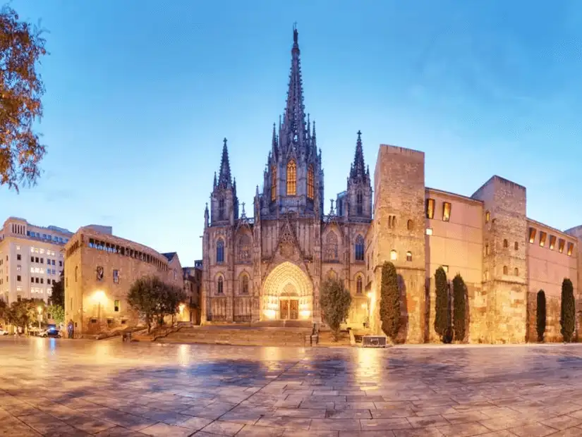 A historic area in Barcelona with medieval architecture and cobblestone charm.