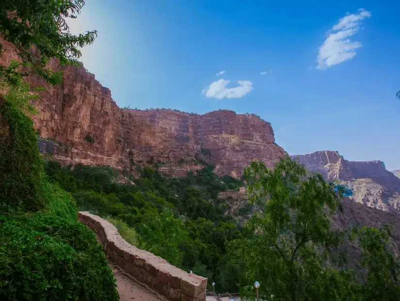 Stunning cliffside pathway offering breathtaking views of the canyon below.