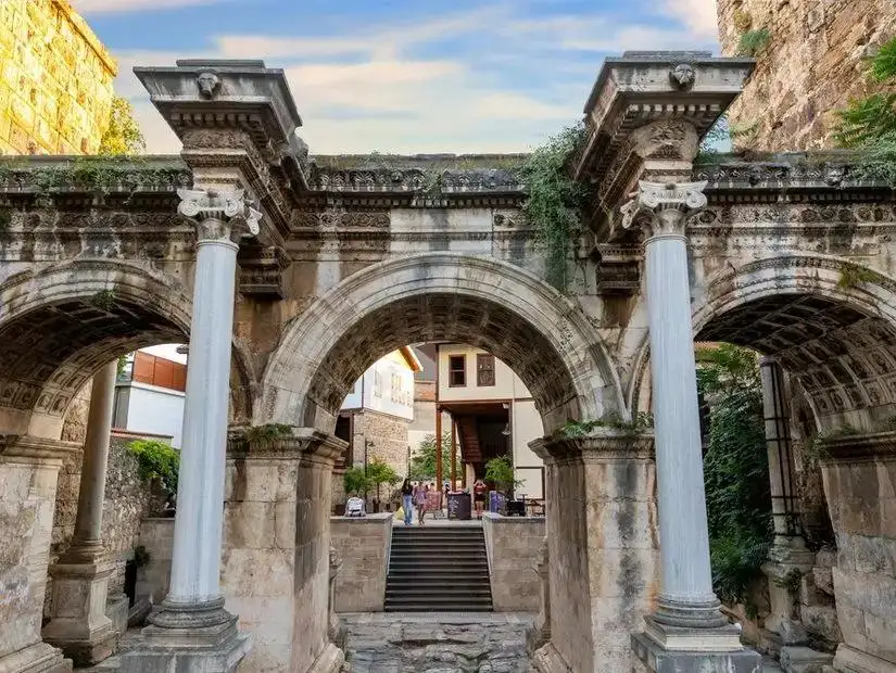 The historic Kaleici district in Antalya, with cobbled streets and ancient architecture.