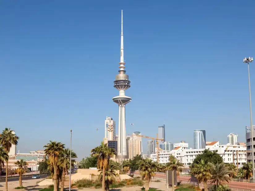 The Liberation Tower, a symbol of Kuwait’s independence, standing tall in the city skyline.