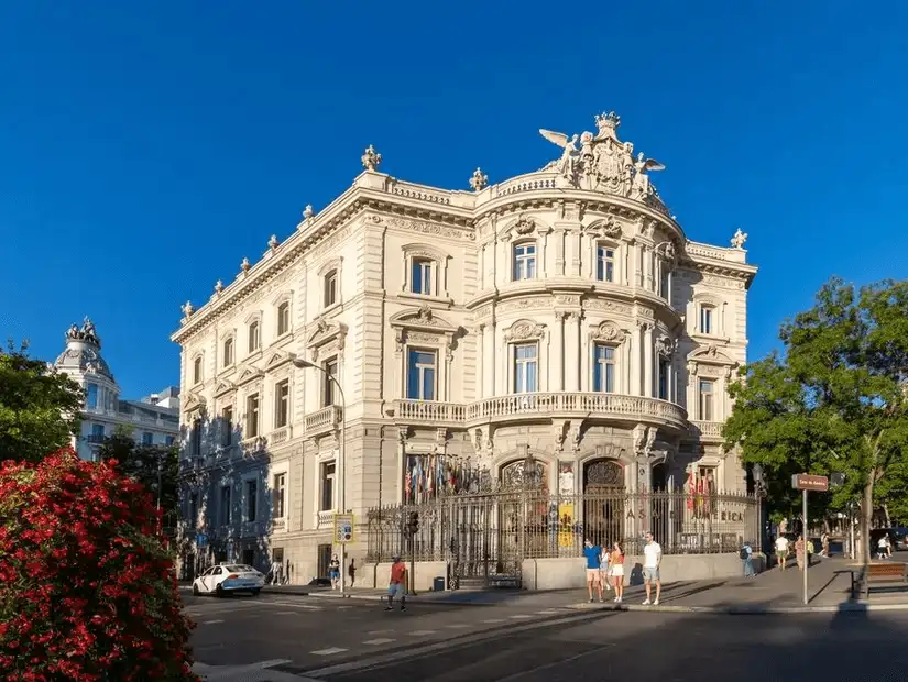 An elegant 19th-century palace now home to the Casa de América cultural center.