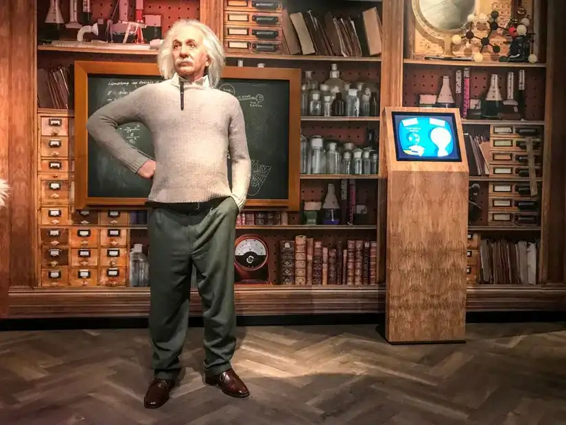 A wax figure of Albert Einstein at Madame Tussauds Istanbul.