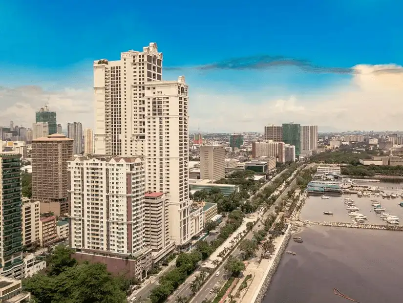 Manila skyline with skyscrapers.