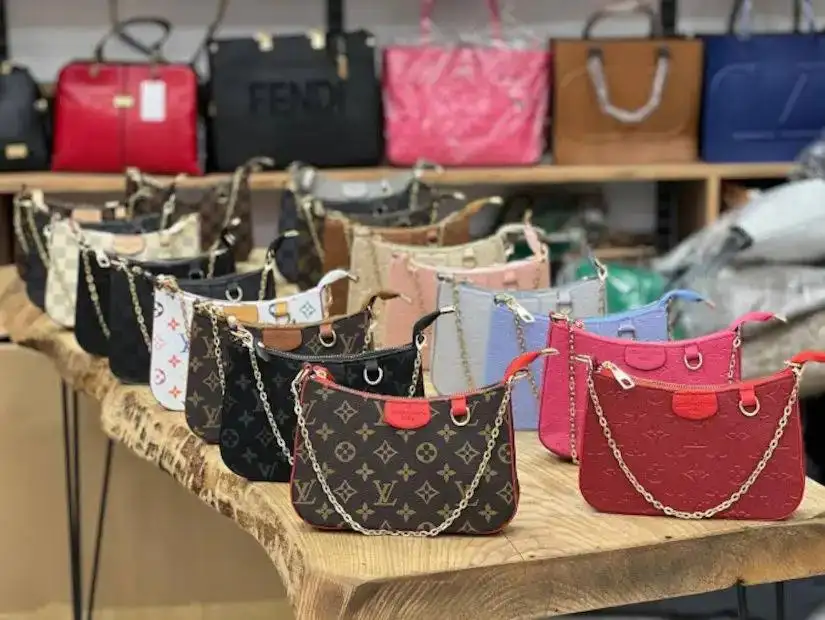 A selection of stylish handbags displayed in a boutique in Marmaris.