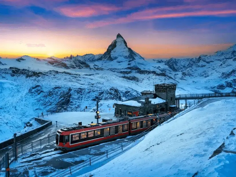 The iconic Matterhorn peak during a stunning sunset.