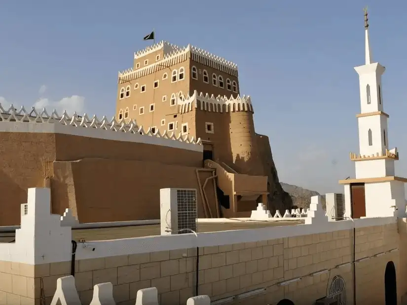 The historic Najran Emirate Palace, with its traditional architectural design and distinctive towers.