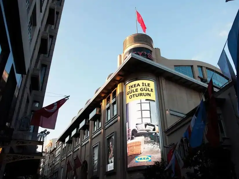 A bustling street scene in Nişantaşı, Istanbul, famous for its fashionable shops and trendy atmosphere.