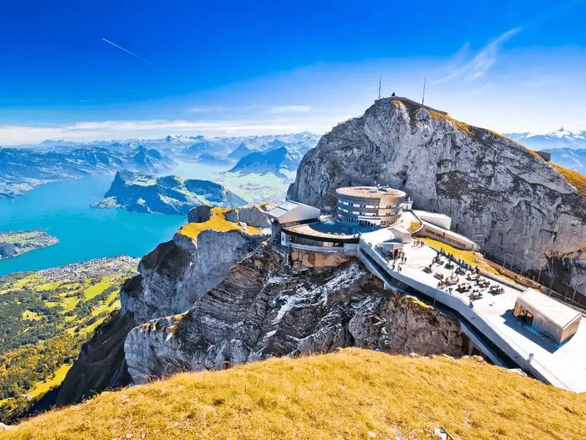 Breathtaking view from Mount Pilatus with panoramic terraces.