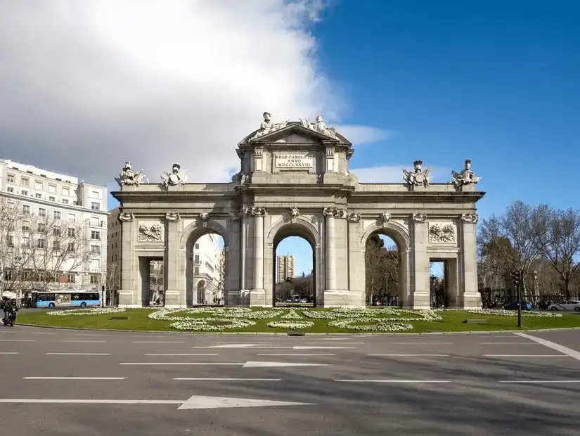 A majestic neoclassical gate that once marked the eastern entrance to Madrid.