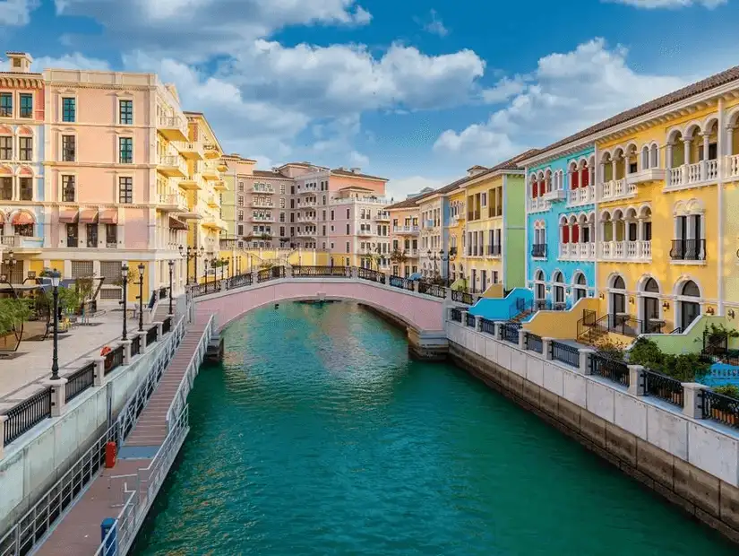 A colorful, Venetian-style canal district perfect for a scenic stroll.
