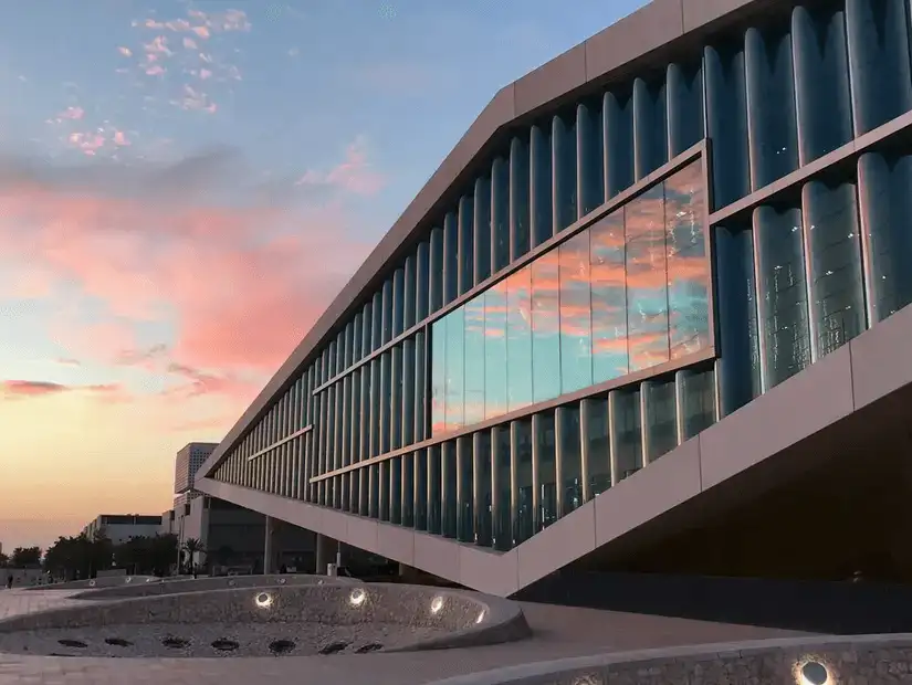 A strikingly modern library dedicated to knowledge and learning.