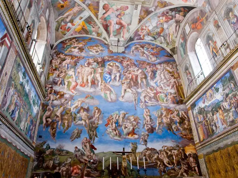 The Sistine Chapel with Michelangelo's famous frescoes.