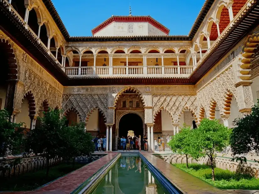 A magnificent palace blending Moorish and Christian architectural styles.