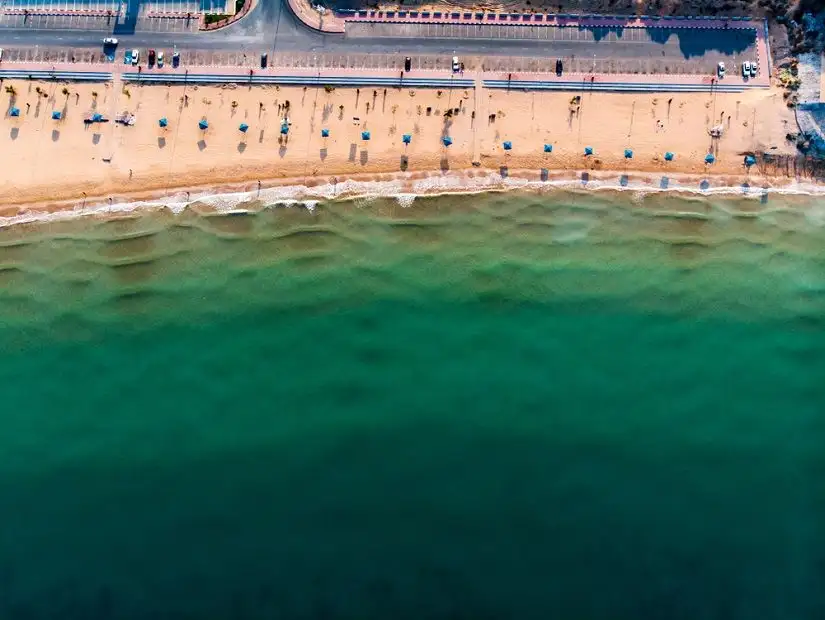 Aerial shot of Flamingo Beach