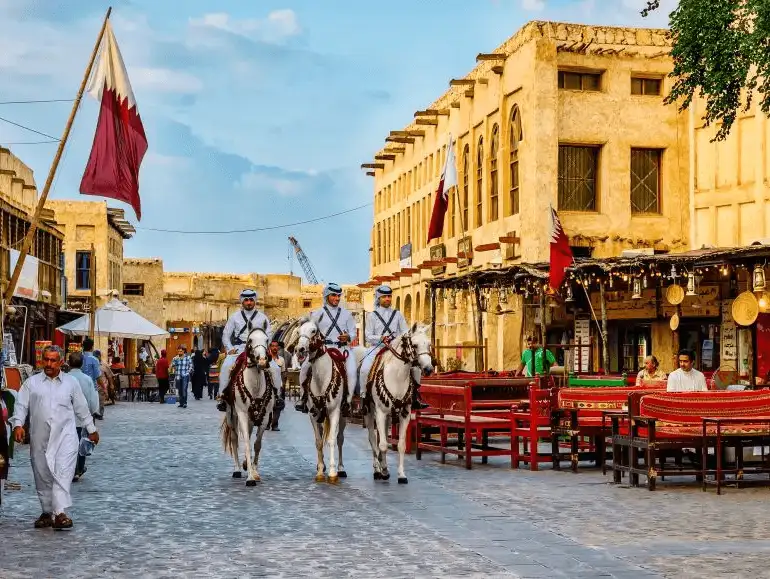 A bustling traditional market filled with shops, cafes, and local culture.