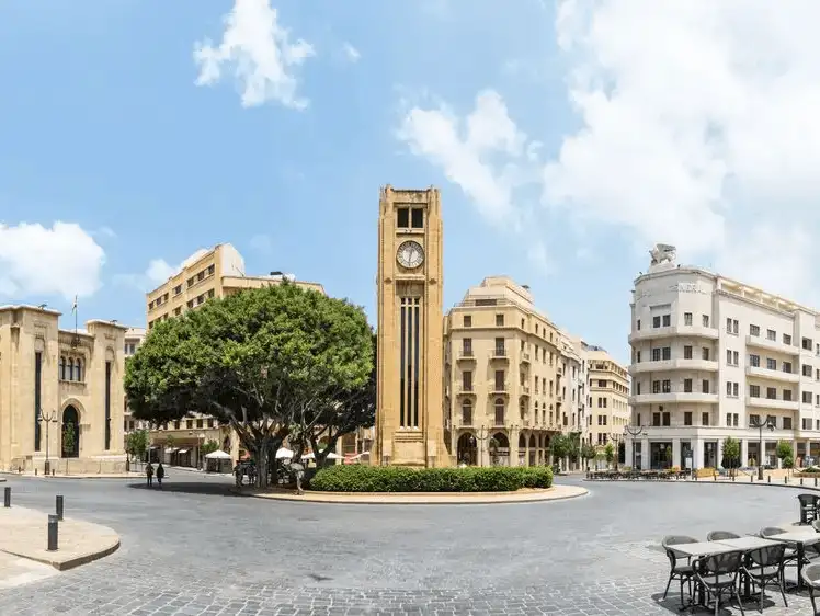 The iconic Nejmeh Square, also known as Star Square, featuring Beirut’s famous clock tower in the heart of the city.