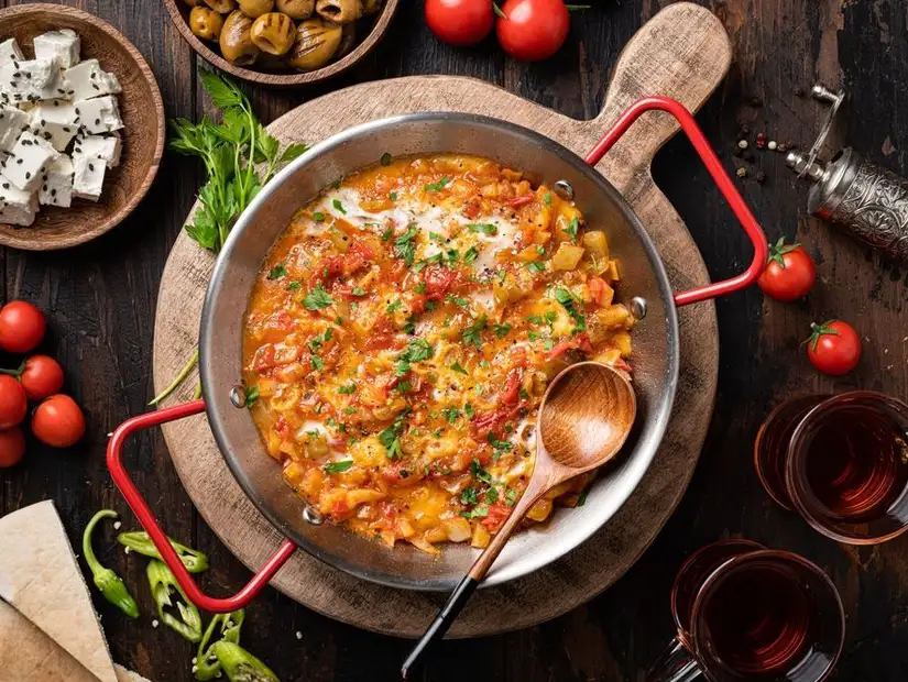 menemen, a famous turkish breakfast dish 